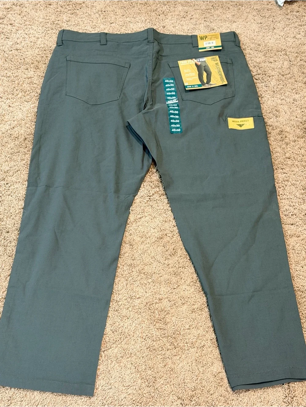 Weatherproof WP Men's Tech Utility Pant Stretch 40 X 30 Olive. NWT